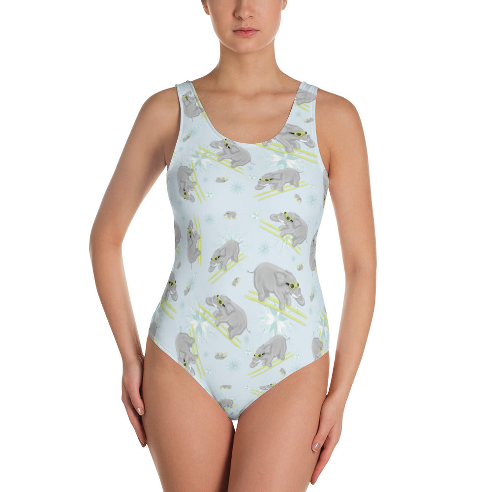 If you've never seen an elephant ski One-Piece Swimsuit