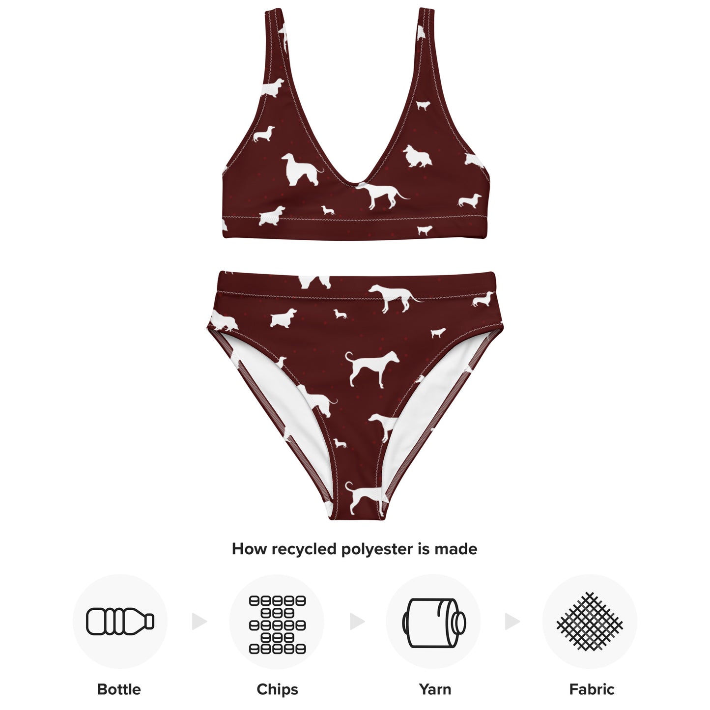 Polkadogs Burgundy Recycled high-waisted bikini