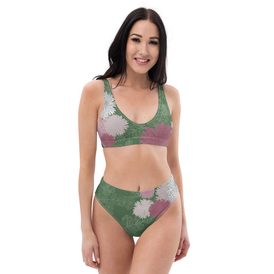 Floral Exuberance Recycled high-waisted bikini