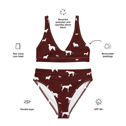 Polkadogs Burgundy Recycled high-waisted bikini