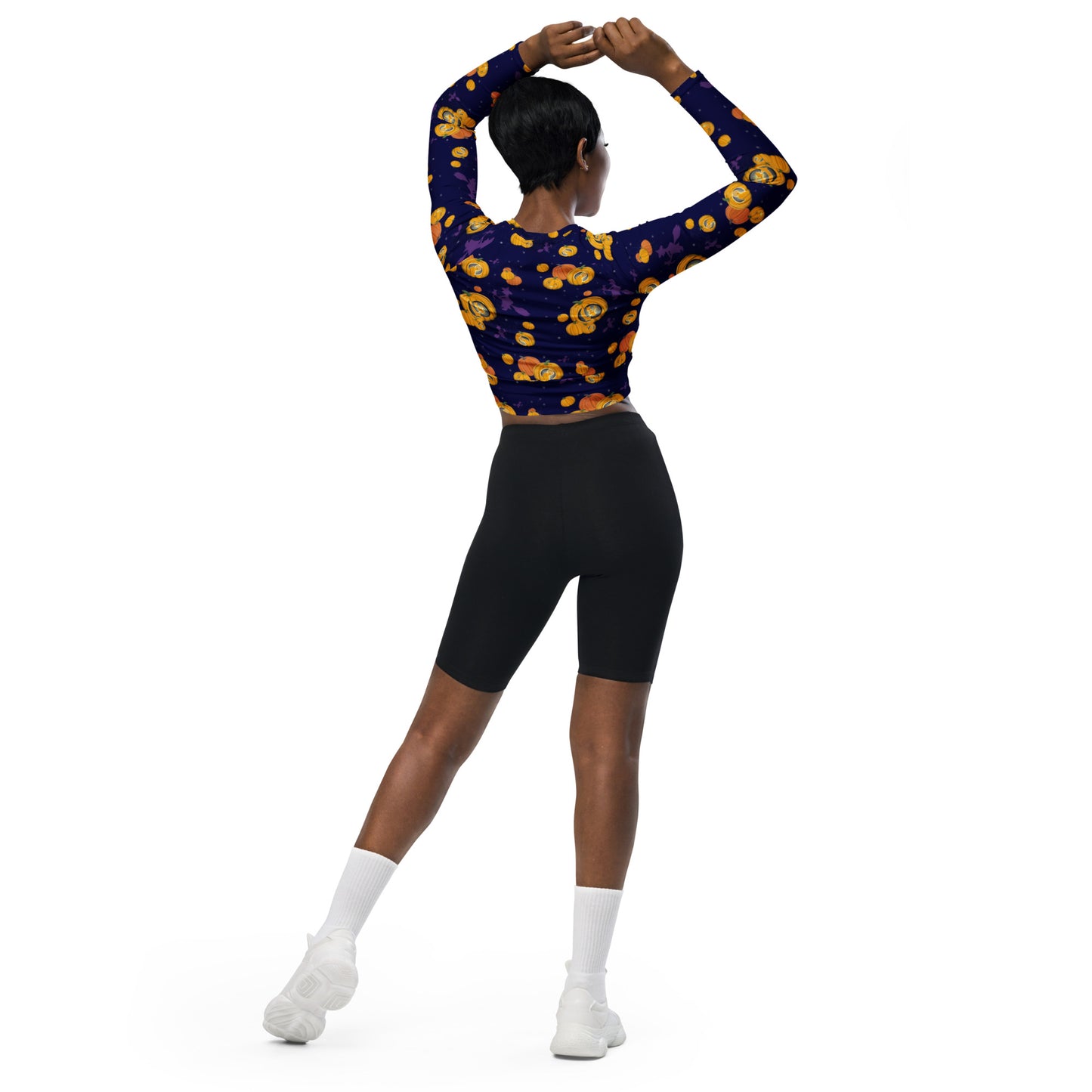 Halloween Pumpkin Recycled long-sleeve crop top