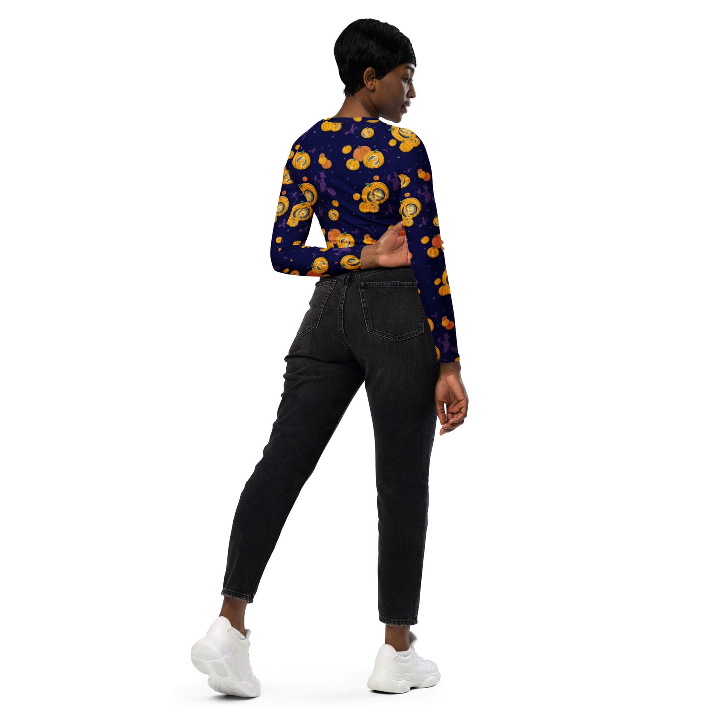 Halloween Pumpkin Recycled long-sleeve crop top