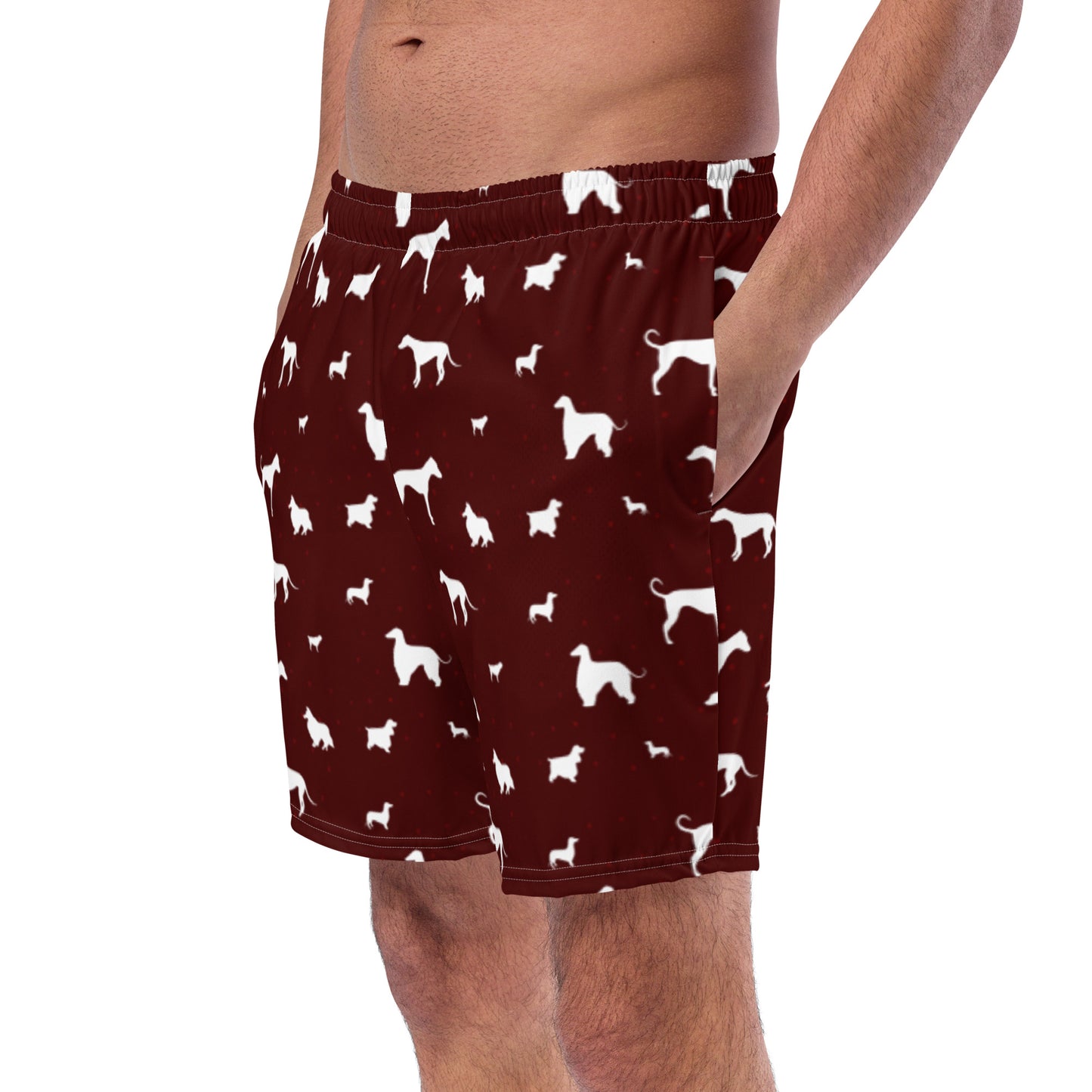 Polkadot Burgundy Men's swim trunks