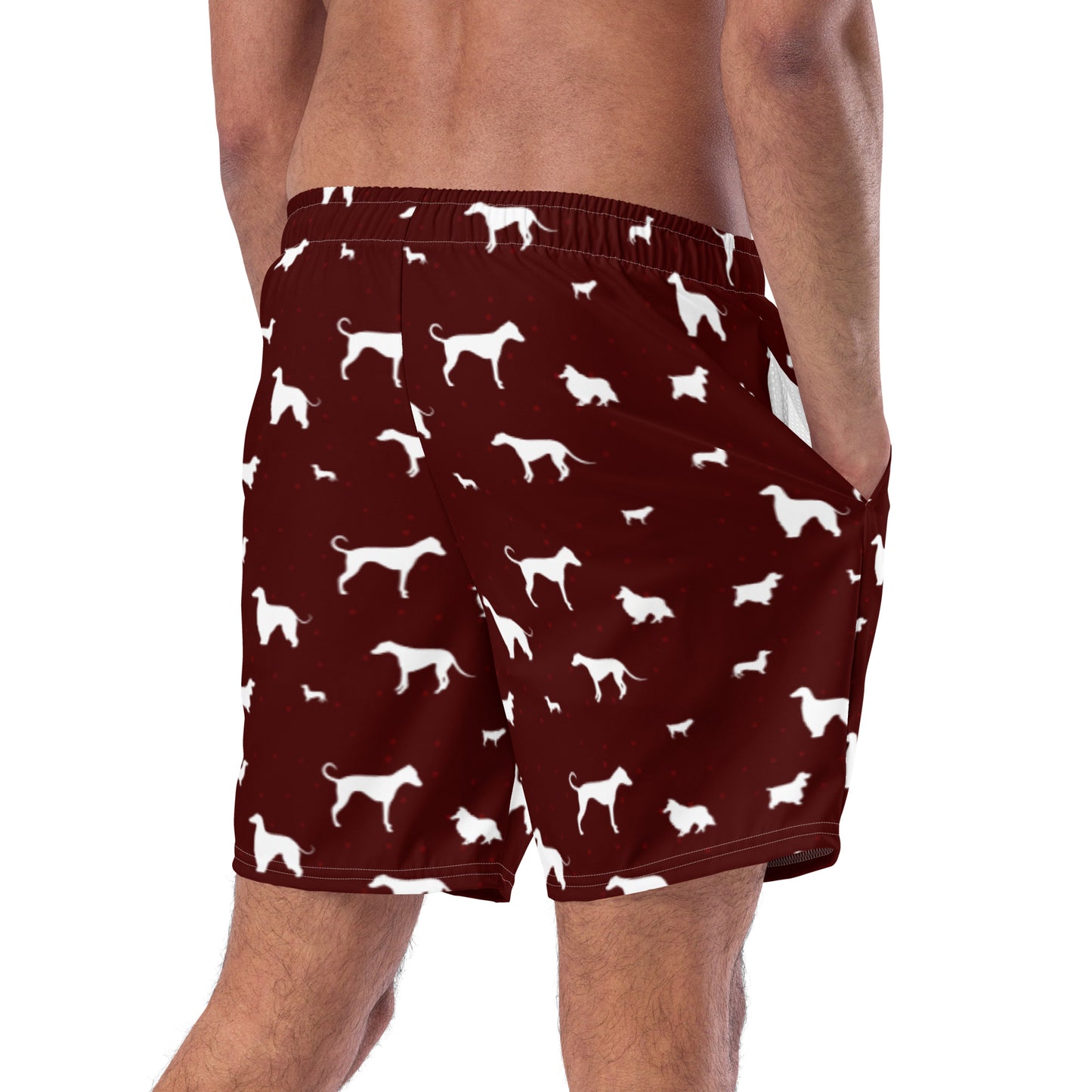 Polkadot Burgundy Men's swim trunks