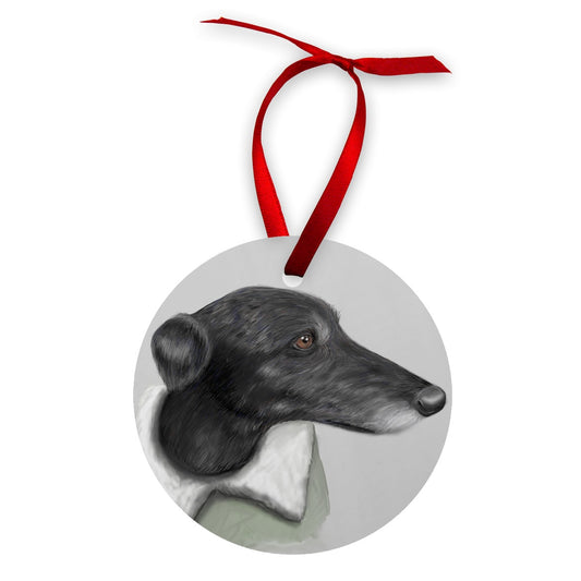 Greyhound Portrait Wood Ornament