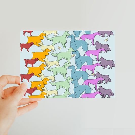 Rainbow Dogs Together  Classic Postcard