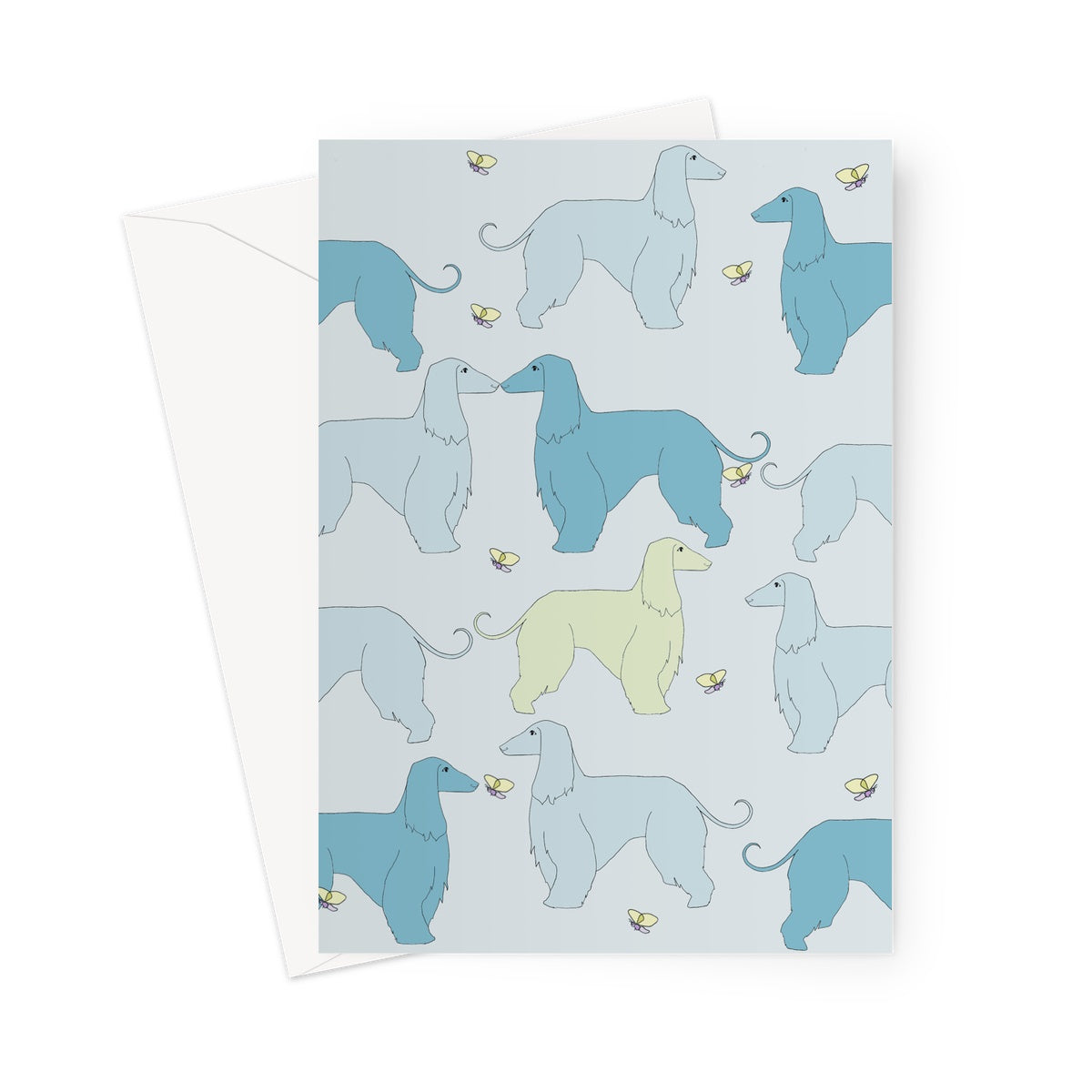 Afghan Breeze Rainbow Dogs Greeting Card