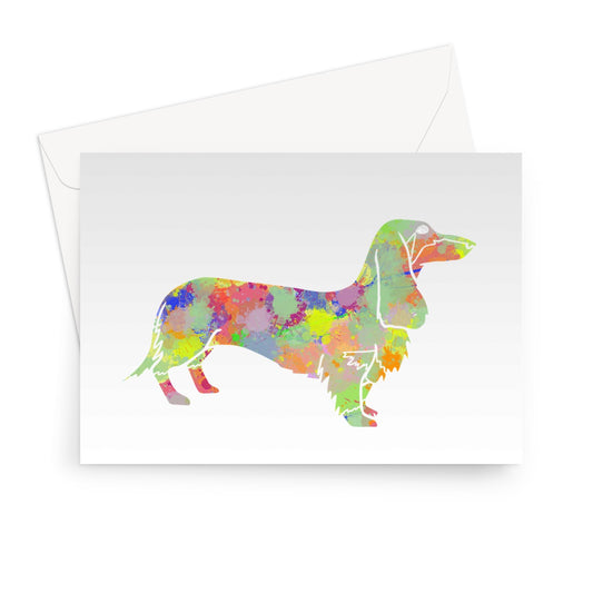 Rainbow Splash Sausage Dog Greeting Card