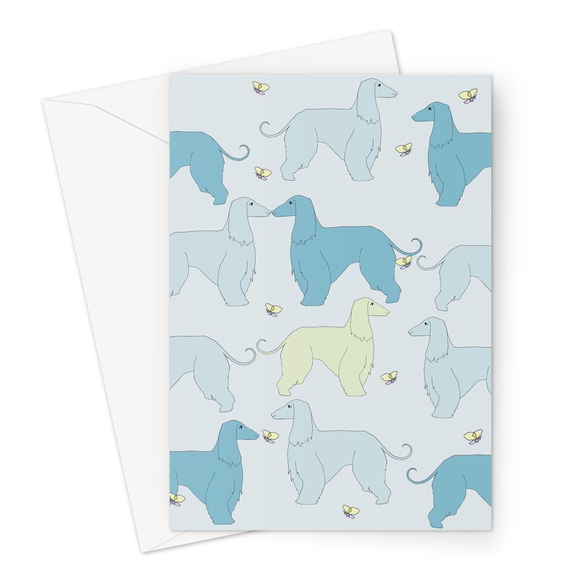 Afghan Breeze Rainbow Dogs Greeting Card