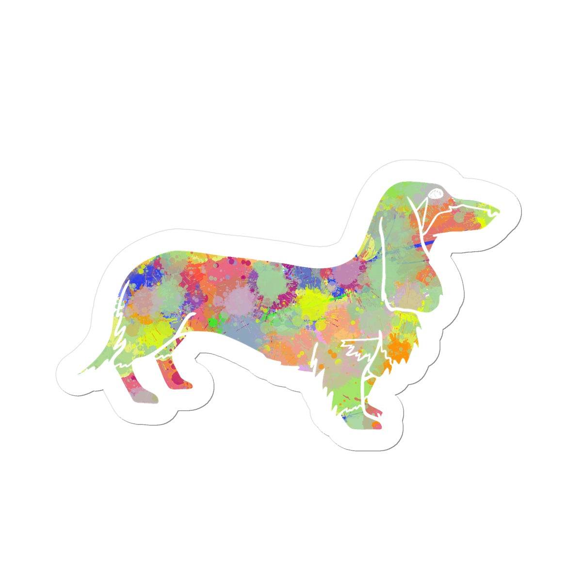 Rainbow Splash Sausage Dog Sticker