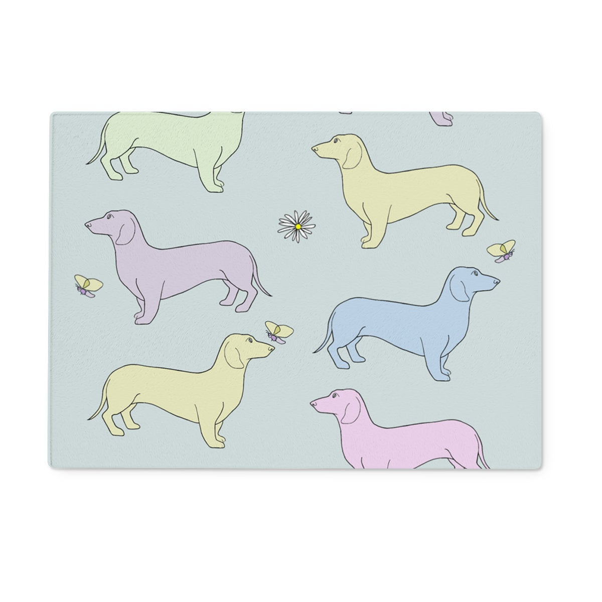 Rainbow Dachshunds Rainbow Dogs  Glass Chopping Board