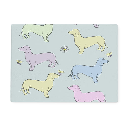 Rainbow Dachshunds Rainbow Dogs  Glass Chopping Board