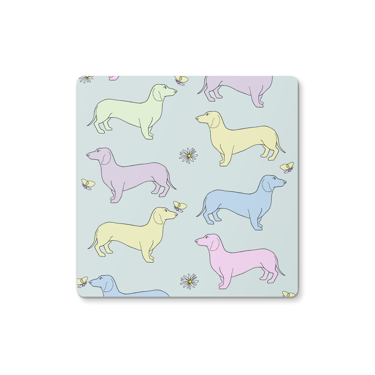 Rainbow Dachshunds Rainbow Dogs  Coaster