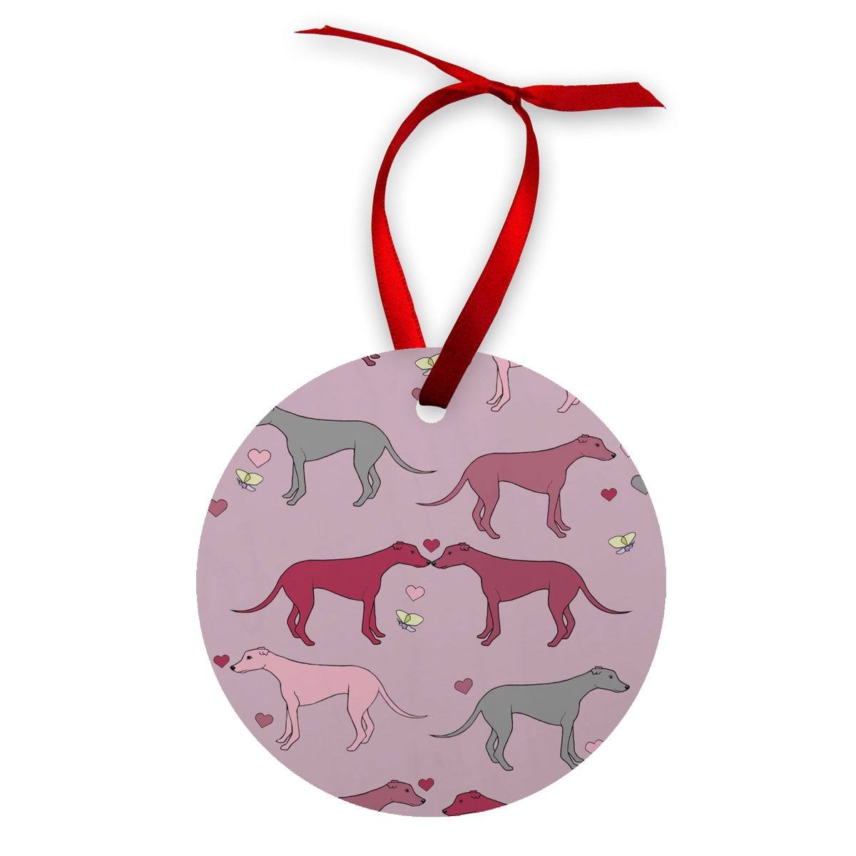 Greyhound Love Rainbow Dogs  Wood Ornament