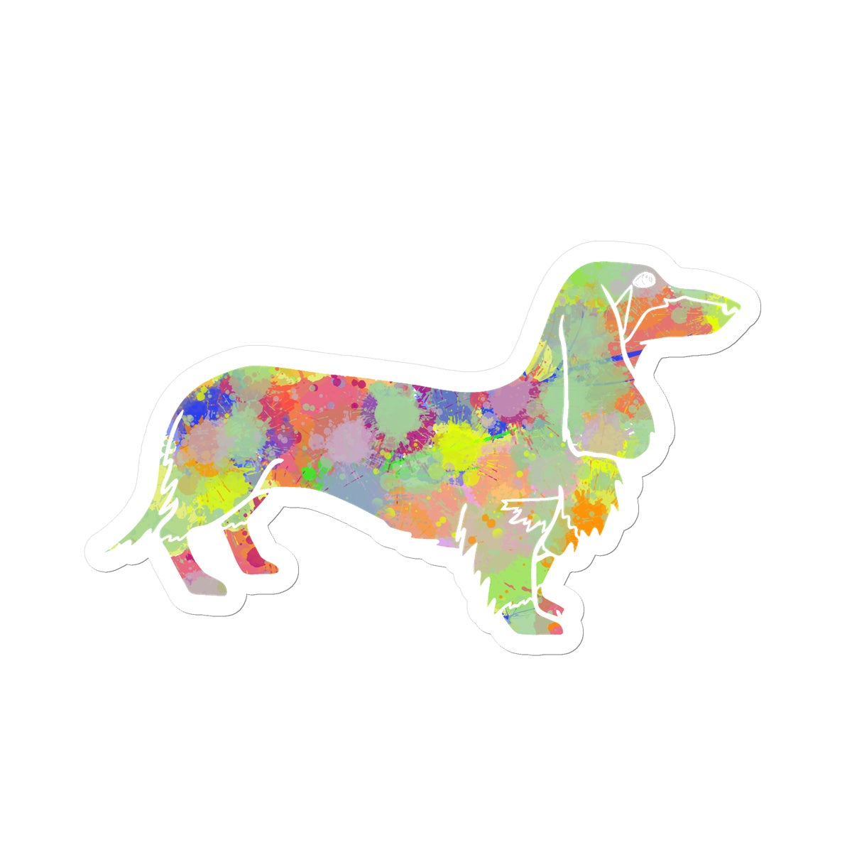 Rainbow Splash Sausage Dog Sticker