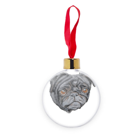 Pug Portrait  Transparent Christmas bauble