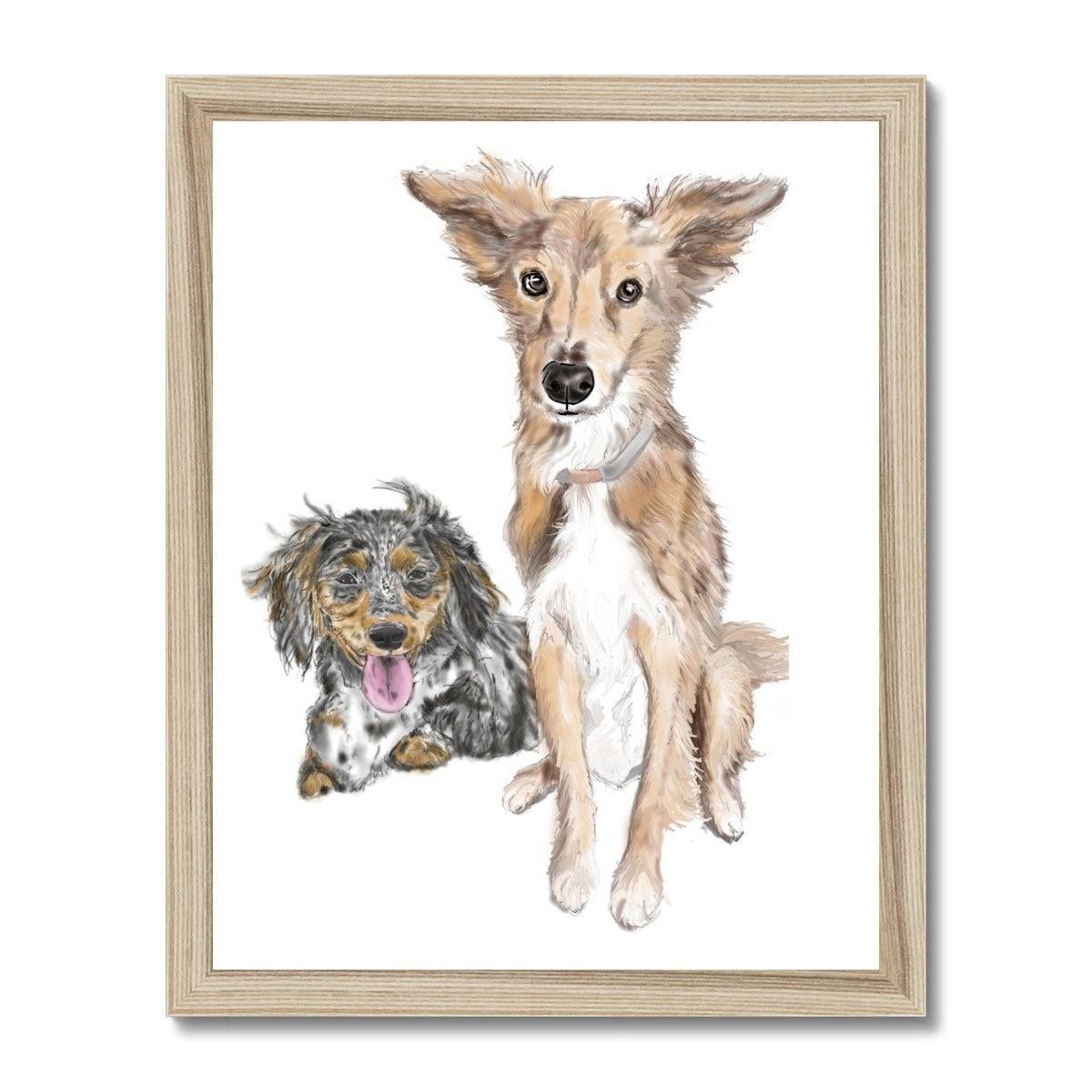 Customer Requests Nicky & Eevee Pet Portrait  Framed Print