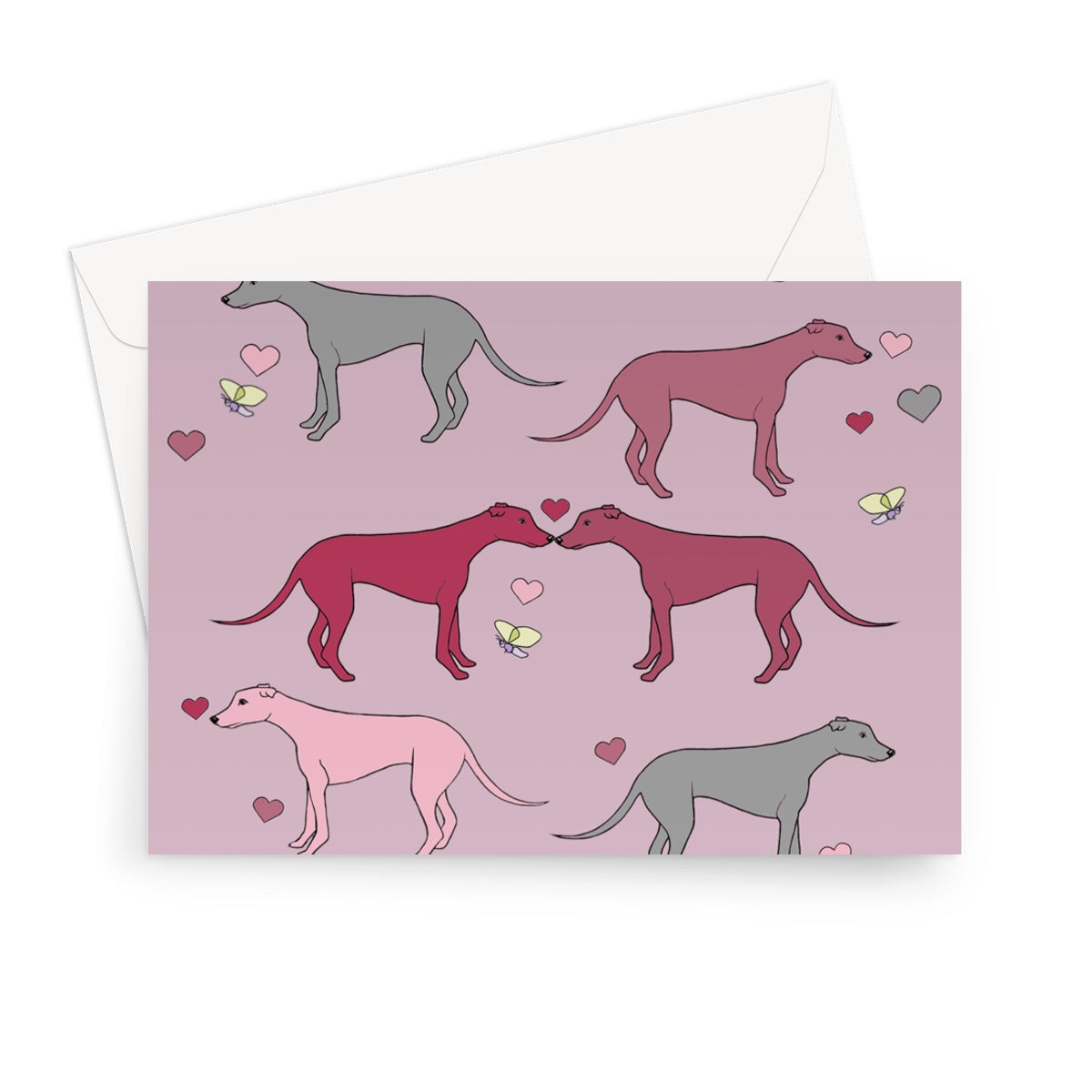 Greyhound Love Rainbow Dogs  Greeting Card