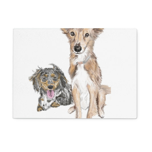 Customer Requests Nicky & Eevee Pet Portrait  Glass Chopping Board