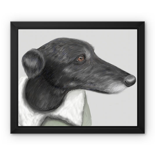 Greyhound Portrait Framed Canvas