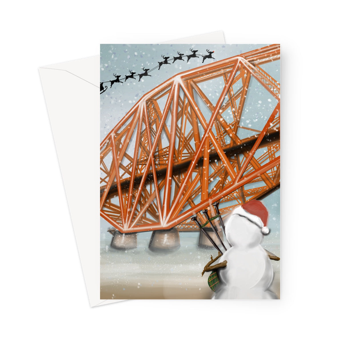 Forth Bridge Bagpiper  Greeting Card