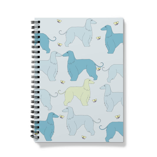 Perfect for scribbling and organising, notebooks are as popular as ever for customers to use as travel journals, event planning, and for work or school notes.  Afghan Hound in a beautiful sea breeze palette, part of the Rainbow Dogs design range by Figg-Arnold Fine Arts.