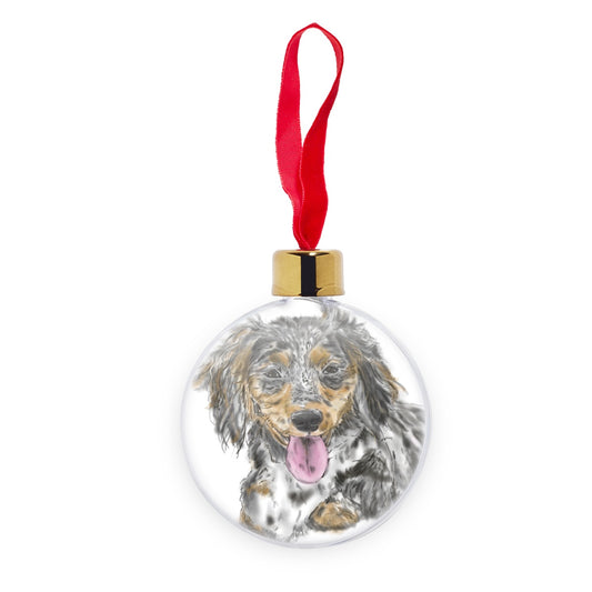 Dachshund Cross Portrait  Transparent Christmas bauble