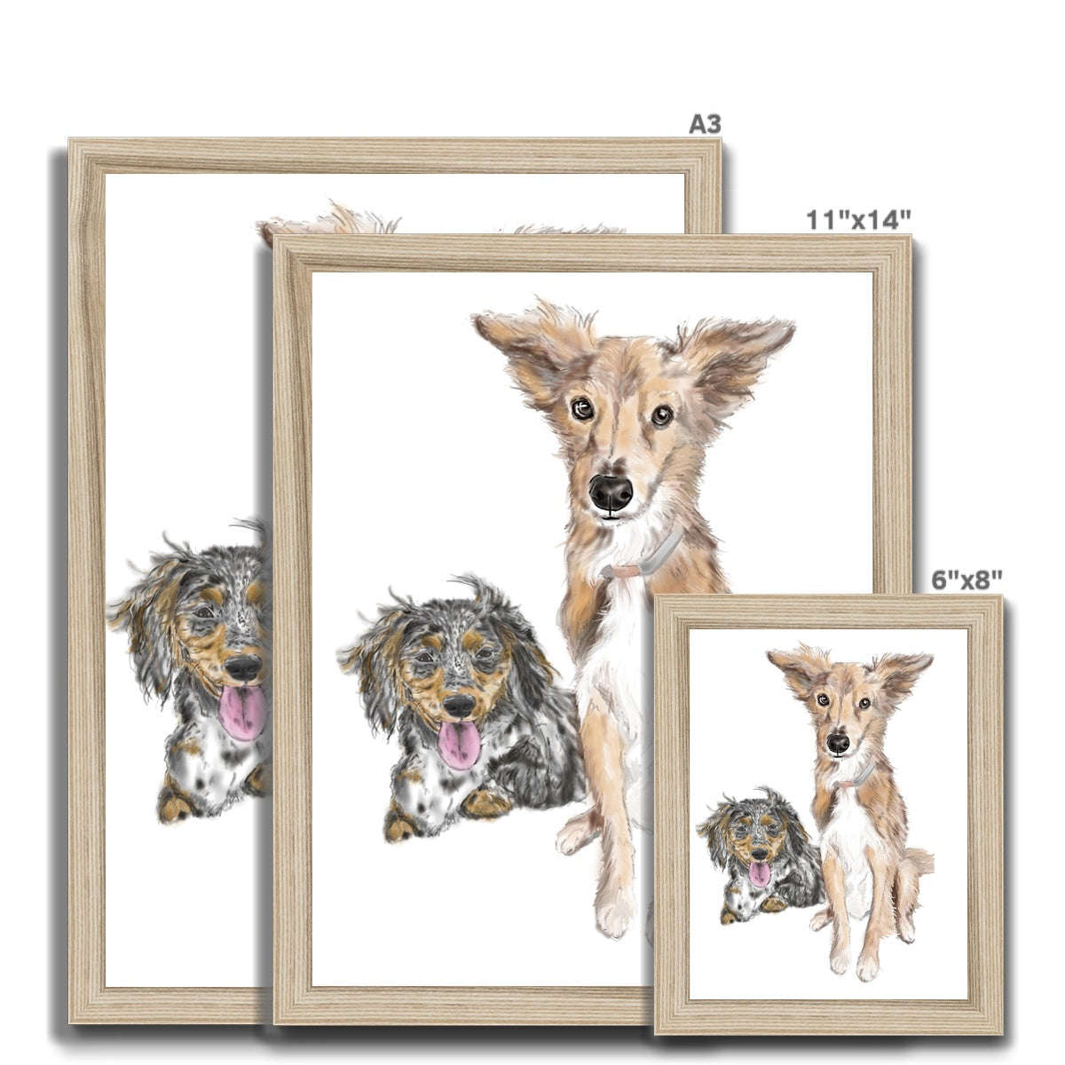 Customer Requests Nicky & Eevee Pet Portrait  Framed Print