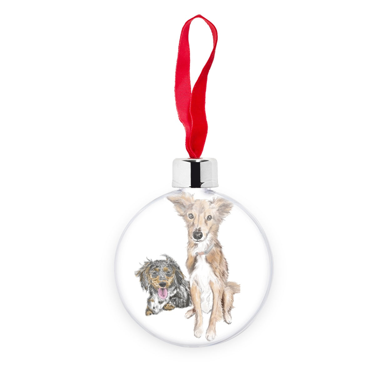 Customer Requests Nicky & Eevee Pet Portrait  Transparent Christmas bauble