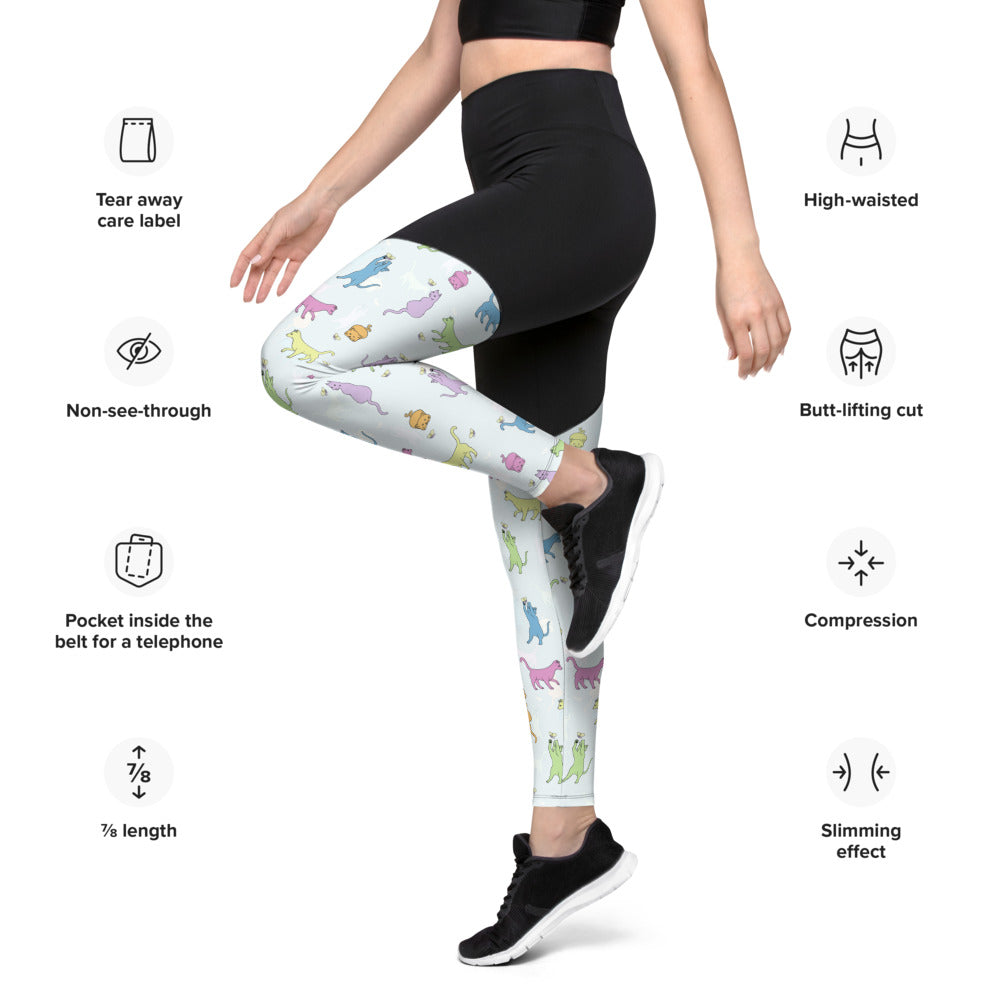 Rainbow Cats Together Sports Leggings