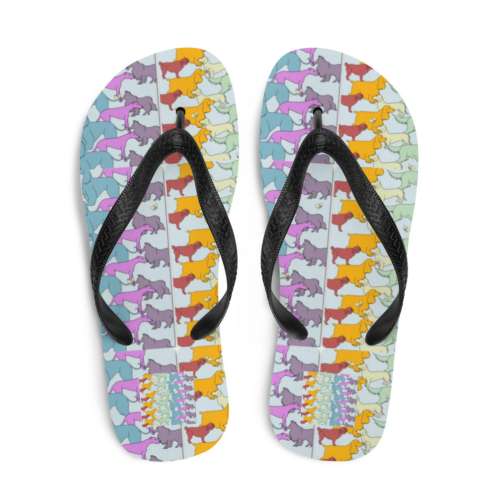 Rainbow Dogs Together Flip-Flops