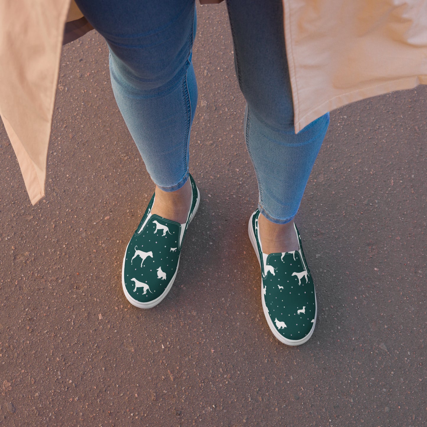 Polkadogs Green Women’s slip-on canvas shoes