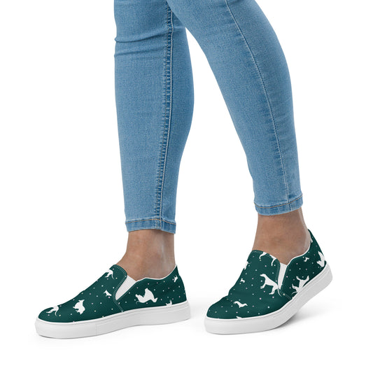 Polkadogs Green Women’s slip-on canvas shoes